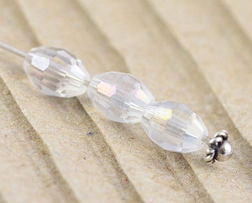 10 Clear Colour 'AB' Oval Fire Polish Glass Bead - (6mm)