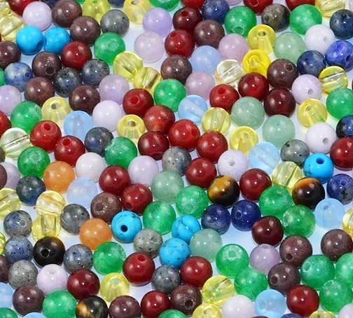 25 Gemstone Mix Round Variety Beads - 4mm