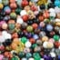 Gemstone mix beads in assorted natural colours, round polished variety pack 5mm to 7mm diameter