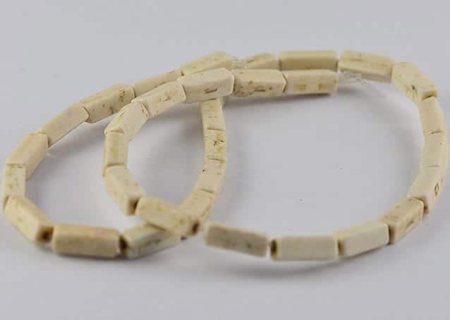 White Synthetic Gemstone Dyed Rectangle Beads - (12mm)