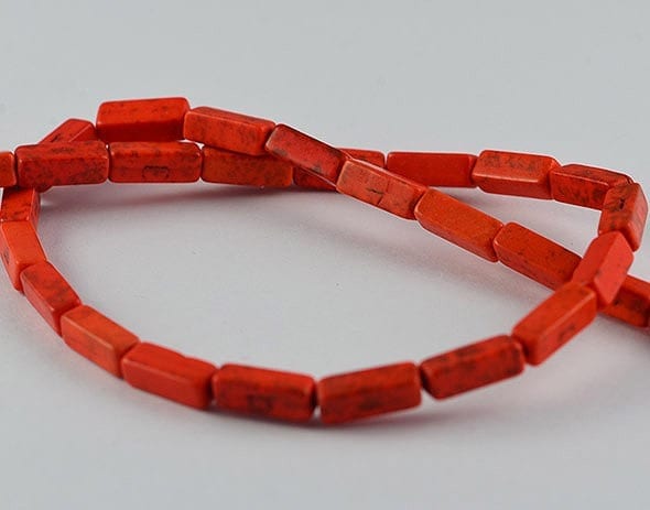 Orange Synthetic Gemstone Dyed Rectangle Beads - (12mm)