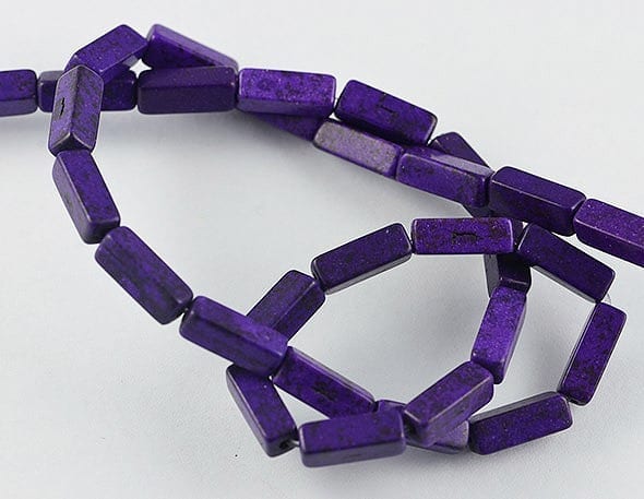 Purple Synthetic Gemstone Dyed Rectangle Beads - (12mm)