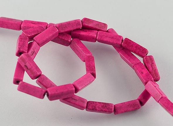 Pink Synthetic Gemstone Dyed Rectangle Beads - (12mm)