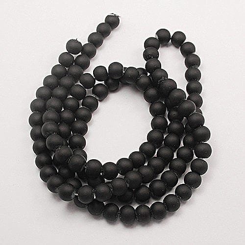 Black Frosted Glass Beads