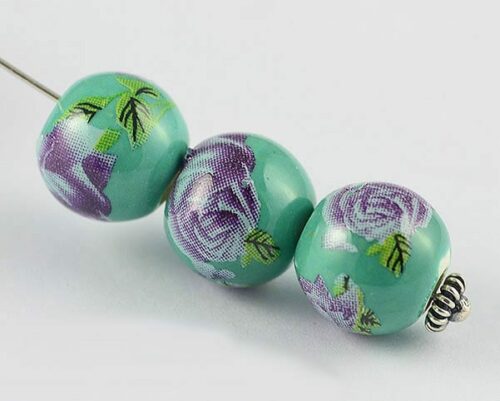 Mint Green Porcelain Painted Bead