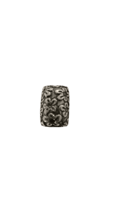 Floral Sterling Silver Rectangular Bead
