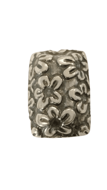 Floral Sterling Silver Rectangular Bead