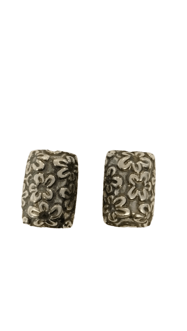 Floral Sterling Silver Rectangular Bead