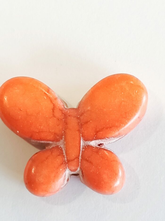Orange Dyed Gemstone Butterfly Beads