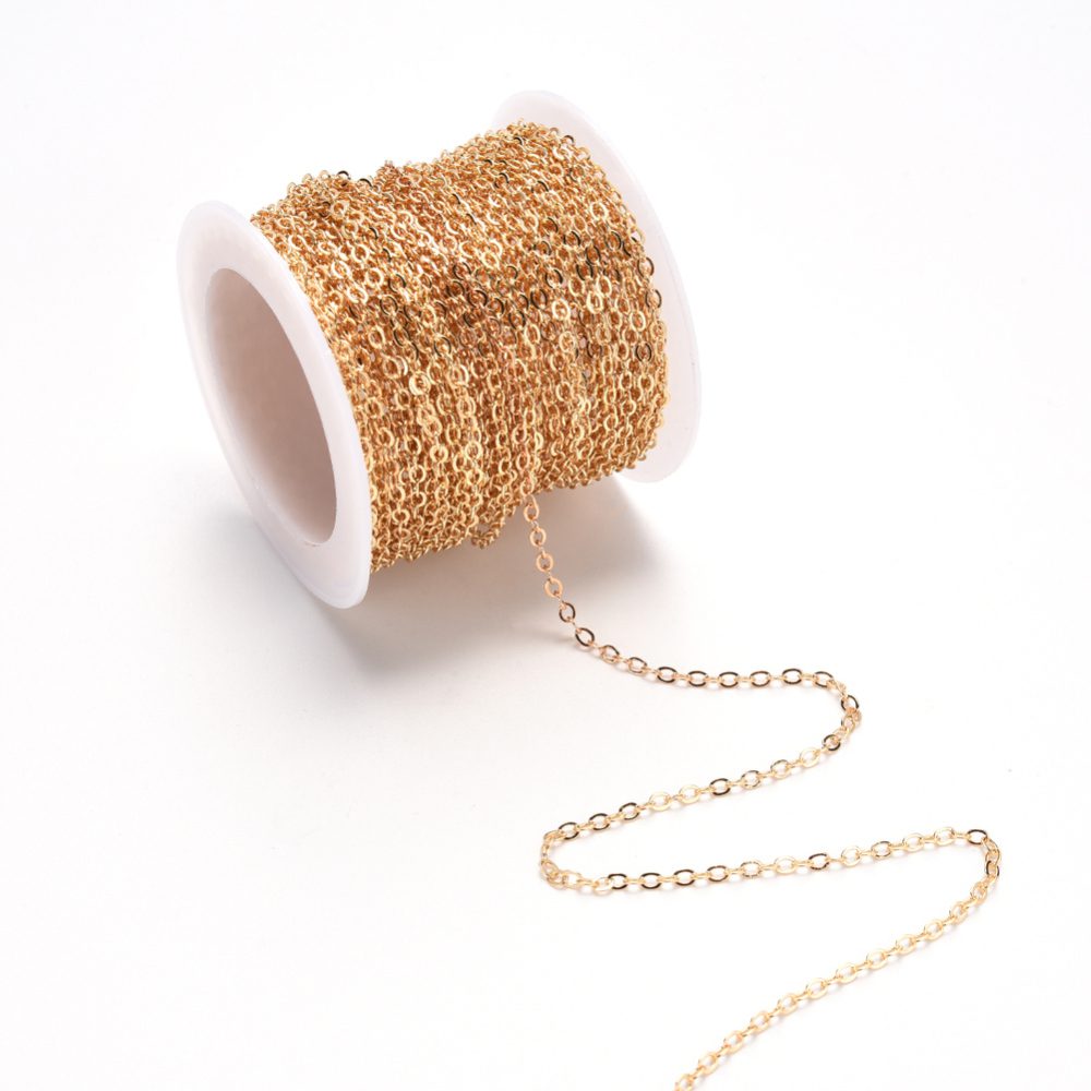 2M Delicate Gold Plated Metal Jewellery Chain (3mmx2mm) GC-02 - Image 2