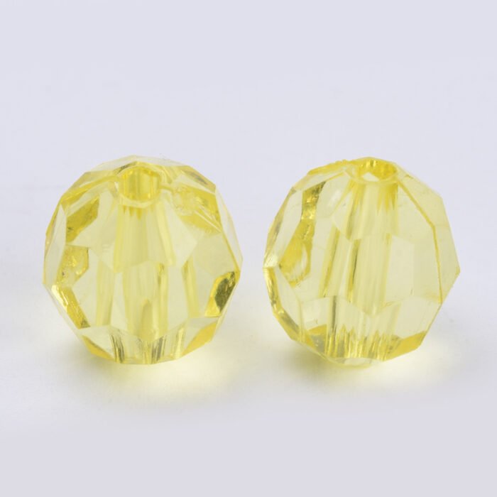 Yellow Round Faceted Acrylic Beads