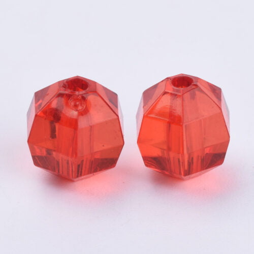 Red Round Faceted Acrylic Beads