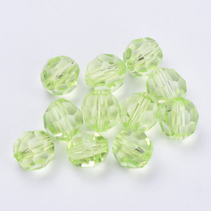 Light Green Round Faceted Acrylic Beads