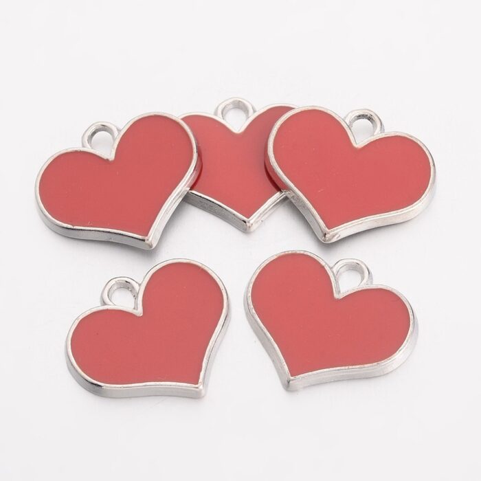 Amazing Enamel Painted Red Heart Charm - (16mmX19mm) - Image 2