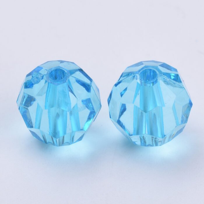Sky Blue Round Faceted Acrylic Beads