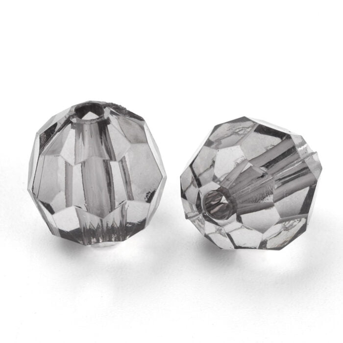 Grey Round Faceted Acrylic Beads