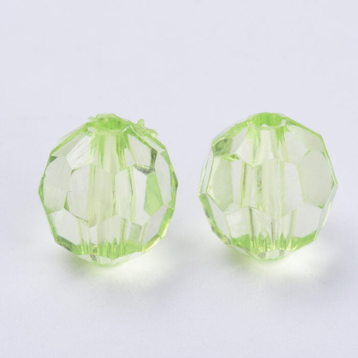 Light Green Round Faceted Acrylic Beads