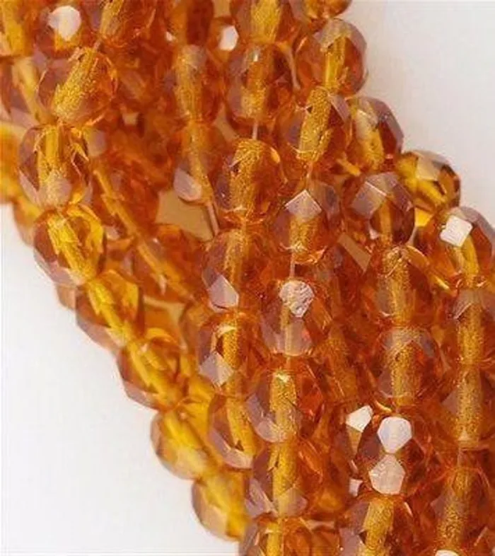 Dark Topaz Czech Glass Beads