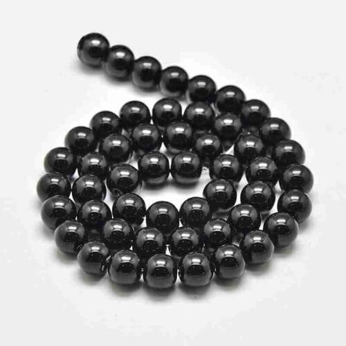 Round Austrian Jet Black Glass Beads