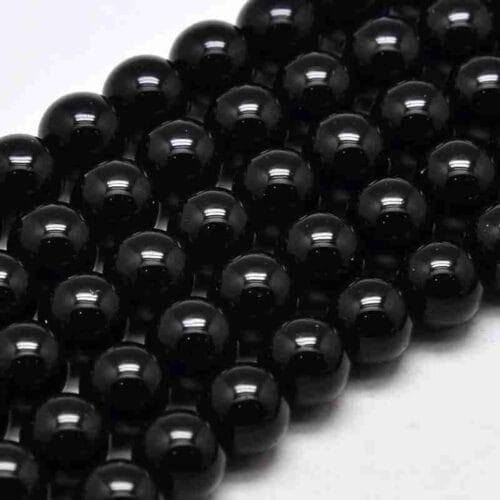 Round Austrian Jet Black Glass Beads