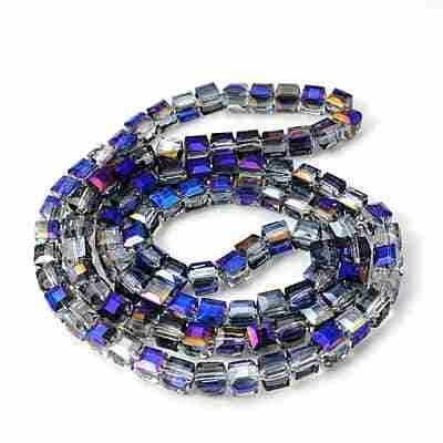 Electroplated Purple Square Glass Beads