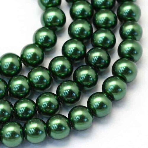 Dark Green Glass Pearls