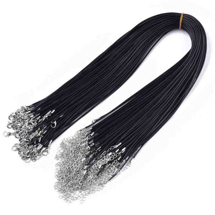 Black 1.5mm Waxed Cotton Cord Complete Chain for making jewellery