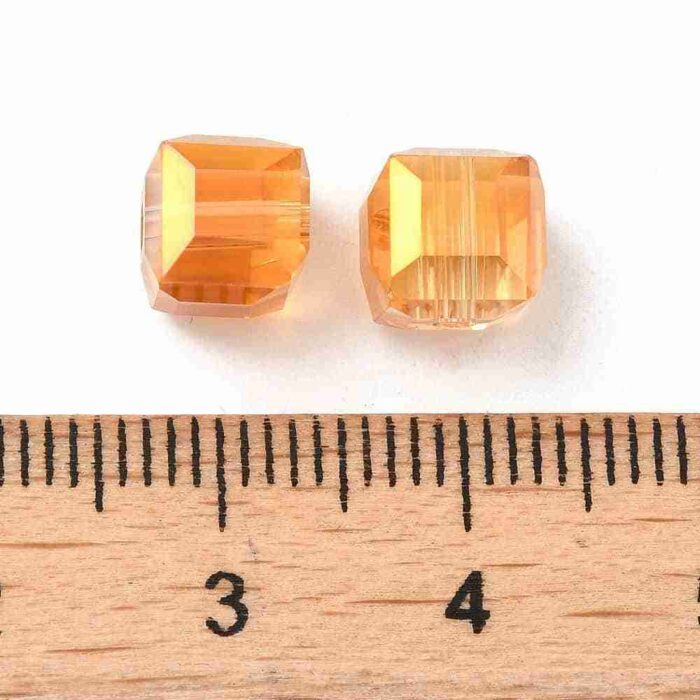 Square electroplated AB Rainbow Glass Beads