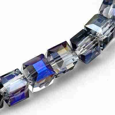 Electroplated Purple Square Glass Beads