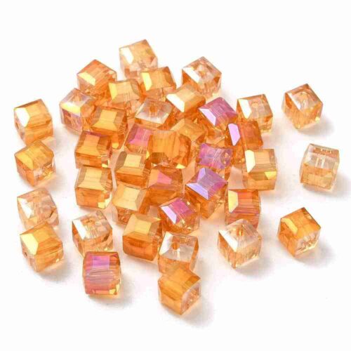 Square electroplated AB Rainbow Glass Beads