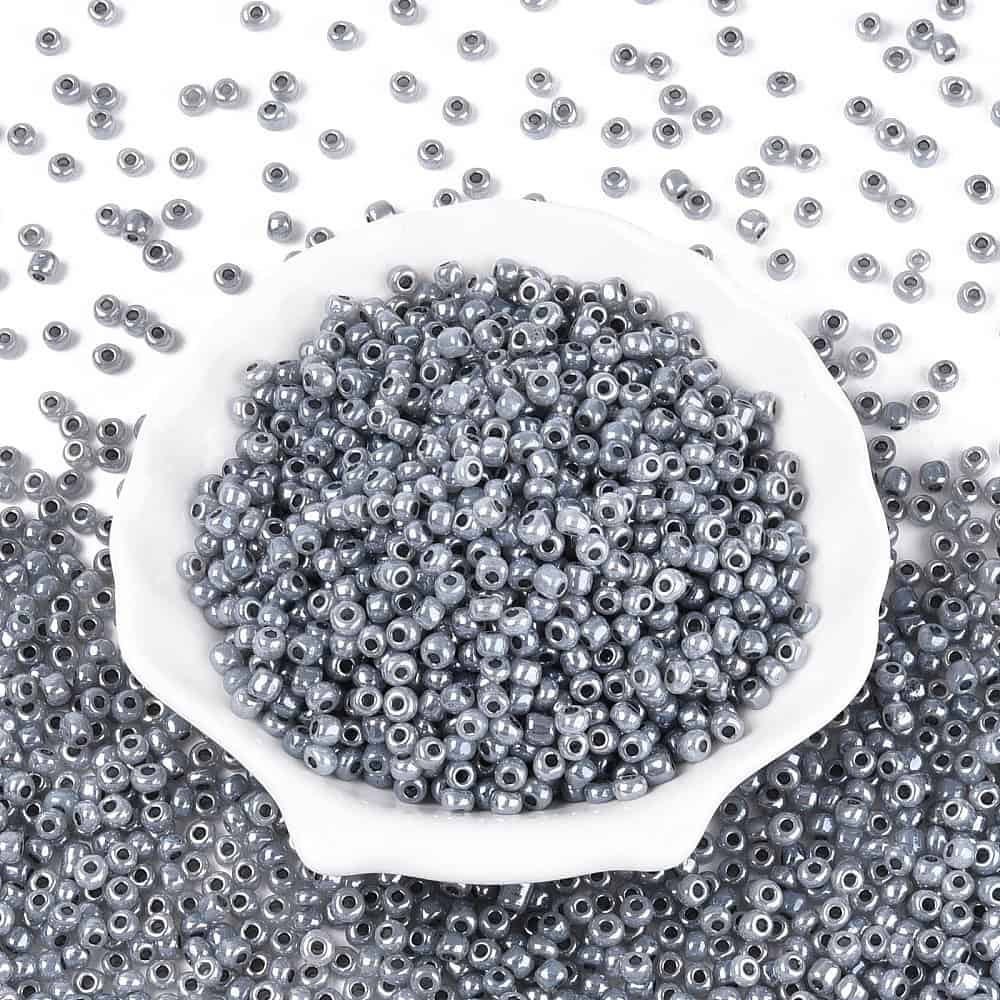 Grey Lustre Seed Beads