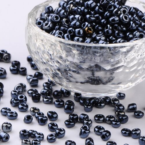 opaque lustre black seed beads size 6'0