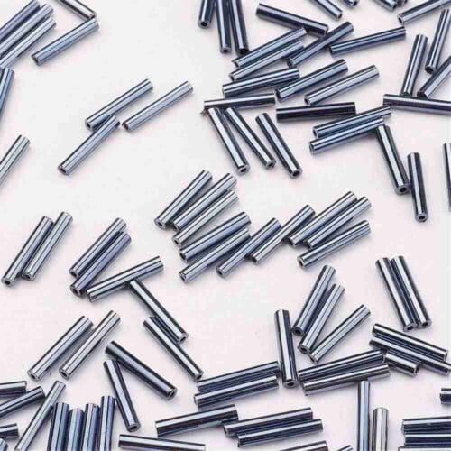 Grey Bugle Glass Seed Beads