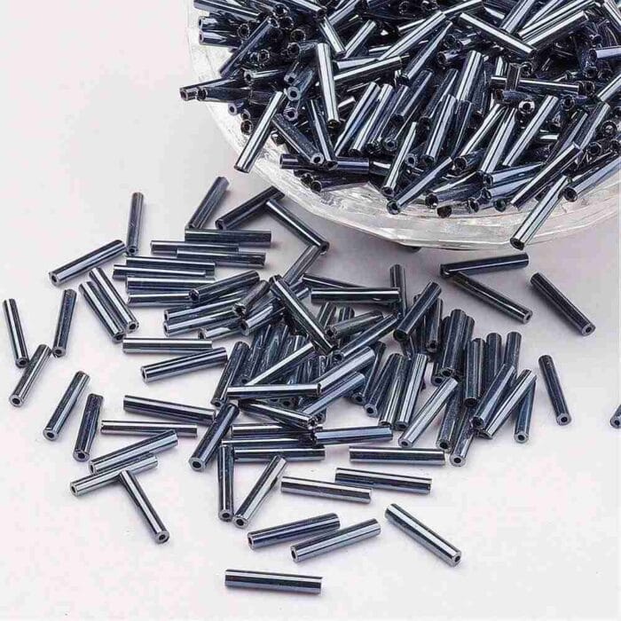 Grey Bugle Glass Seed Beads