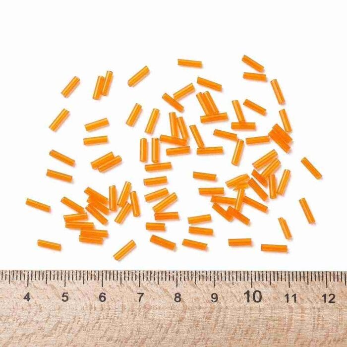 Plain Orange AB Bugle Seed Beads Size #2 - (10 grams) - Image 2