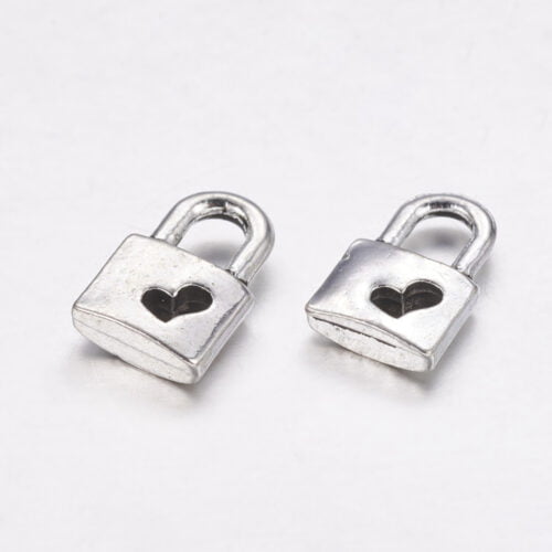 Silver Heart Lock Charm Pendant