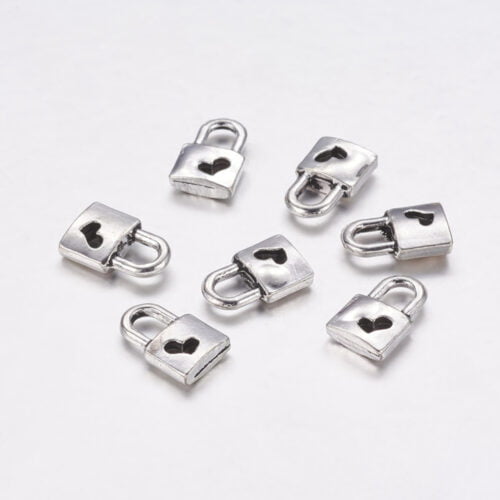 Silver Heart Lock Charm Pendant