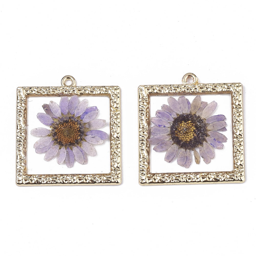 Dried Flower Lilac Resin Pendant