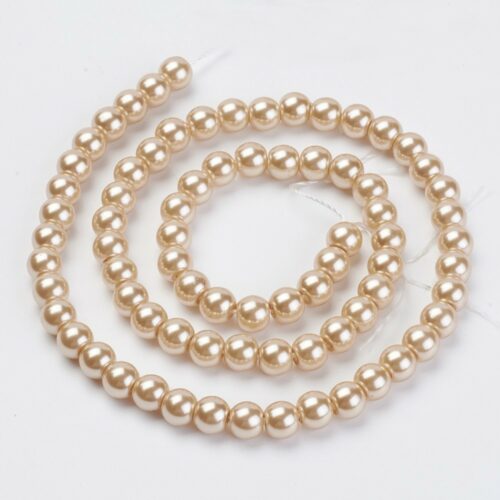 Creame Rose Glass Pearl Beads