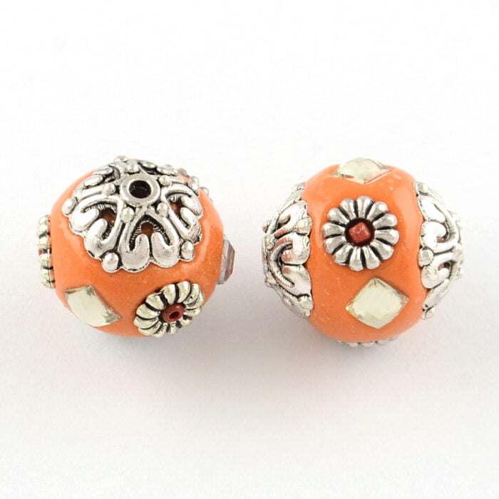 Bright Orange Kashmiri Beads