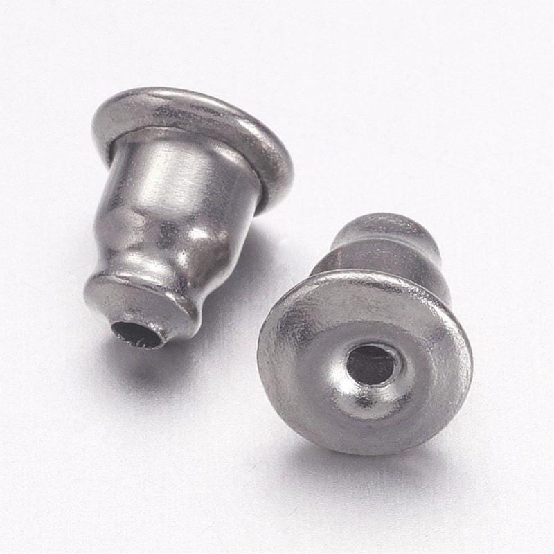 10 Top Stainless Steel Earring Backs, Posts Stoppers (6mm)