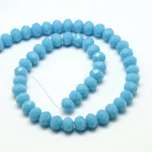 AB Coated Badger Blue Faceted Rondelle Beads