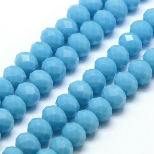 AB Coated Badger Blue Faceted Rondelle Beads