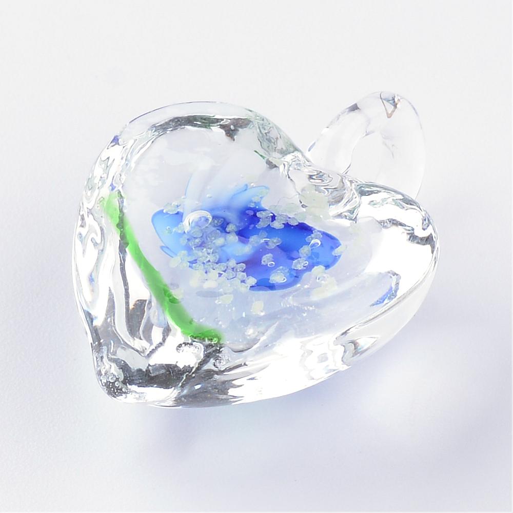 Blue Murano Floral Heart Pendant