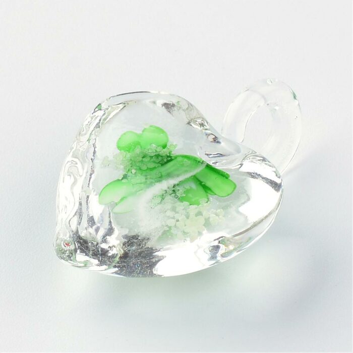 Green Murano Floral Heart Pendant