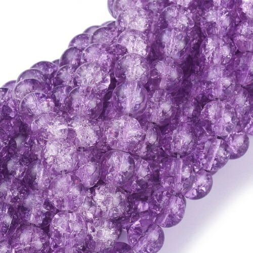Purple Crackle Glass Beads