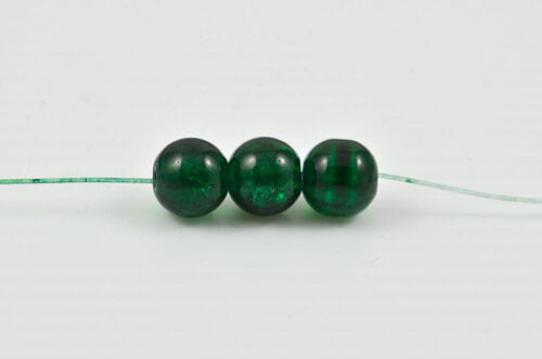 Dark Green Crackle Glass Beads