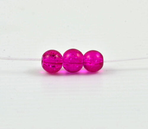 Dark Pink Crackle Glass Beads