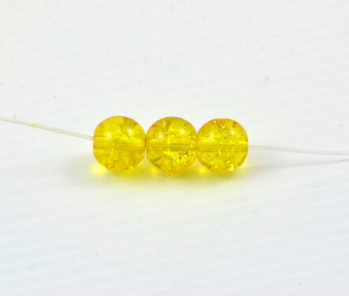 Yellow Crackle Glass Beads