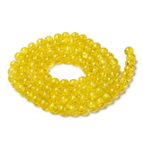 Yellow Crackle Glass Beads